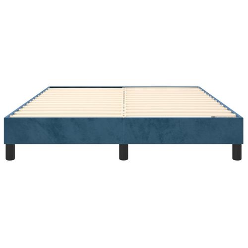 Cadre De Lit à Ressorts Bleu Foncé 140x190 Cm Velours