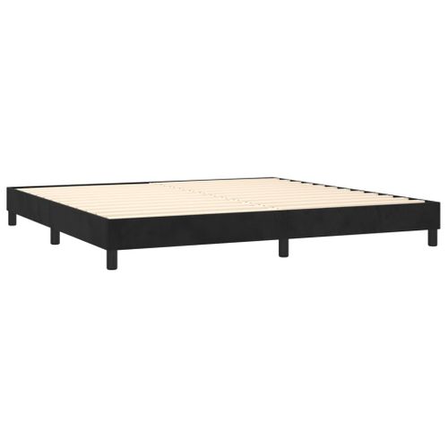 Cadre Lit Coffre Velours Noir 200x200 Cm Bois Contreplaqué