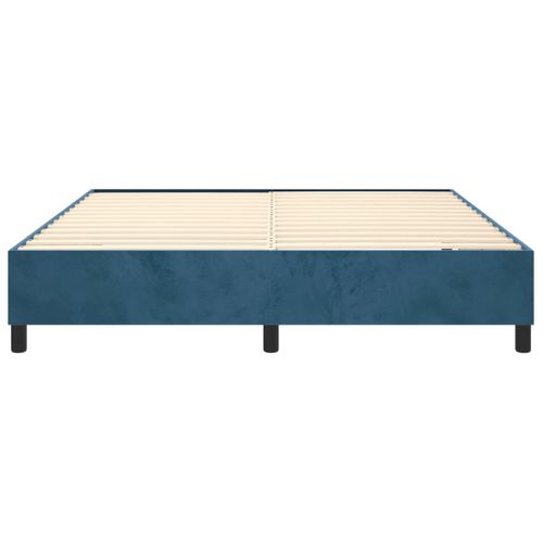 Cadre De Lit à Ressorts Bleu Foncé 160x200 Cm Velours