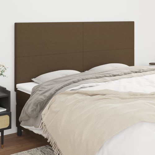 Têtes De Lit 4 PCs Marron Foncé 100x5x78/88 Cm Tissu