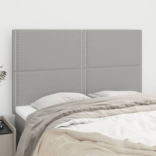 Têtes De Lit 4 PCs Gris Clair 72x5x78/88 Cm Tissu