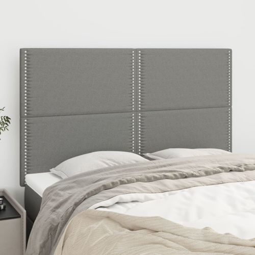 Têtes De Lit 4 PCs Gris Foncé 72x5x78/88 Cm Tissu