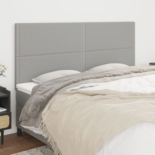 Têtes De Lit 4 PCs Gris Clair 100x5x78/88 Cm Tissu