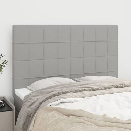 Têtes De Lit 4 PCs Gris Clair 72x5x78/88 Cm Tissu