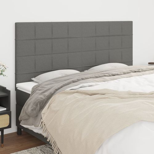 Têtes De Lit 4 PCs Gris Foncé 80x5x78/88 Cm Tissu