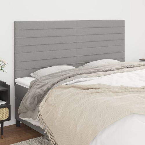 Têtes De Lit 4 PCs Gris Clair 100x5x78/88 Cm Tissu