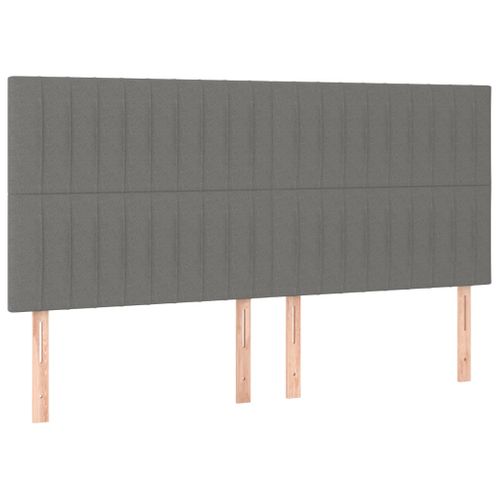Têtes De Lit 4 PCs Gris Foncé 100x5x78/88 Cm Tissu