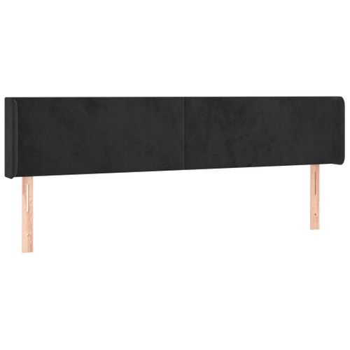 Tête De Lit Avec Oreilles En Velours Noir, Hauteur Réglable 163 X 16 X 78/88 Cm