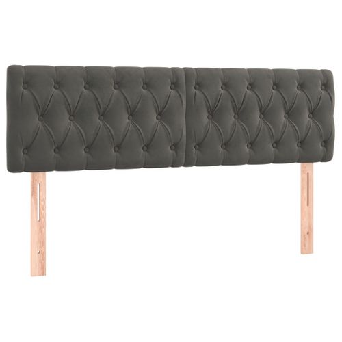 Tête De Lit à LED Gris Foncé 144x7x78/88 Cm Velours