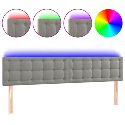 Tête De Lit à LED Gris Clair 180x5x78/88 Cm Velours