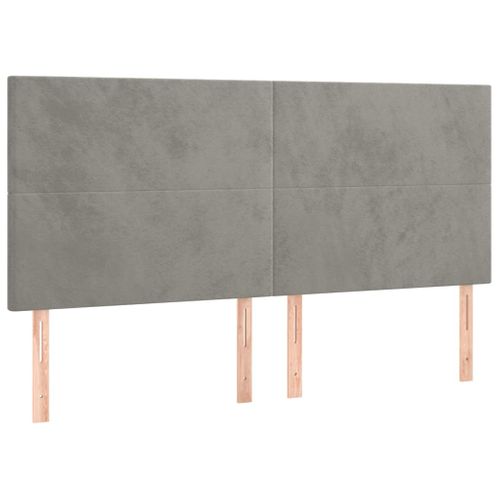Tête De Lit à LED Gris Clair 160x5x118/128 Cm Velours