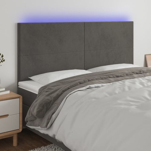 Tête De Lit à LED Gris Foncé 160x5x118/128 Cm Velours