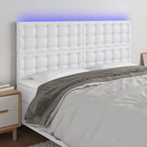 Tête De Lit LED En Simili Blanc 160x5x118/128 Cm, Bande Découpable Par USB