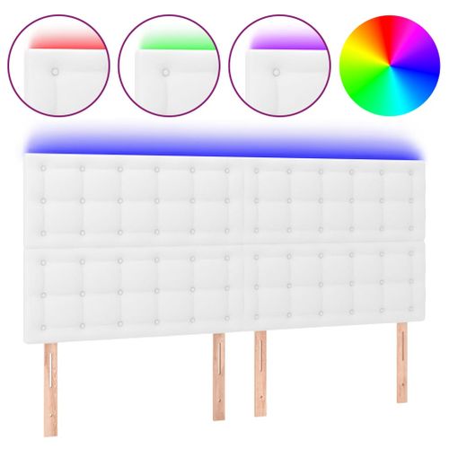 Tête De Lit LED En Simili Blanc 160x5x118/128 Cm, Bande Découpable Par USB