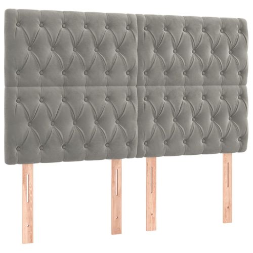 Tête De Lit à LED Gris Clair 144x7x118/128 Cm Velours