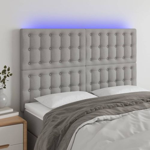 Tête De Lit à LED Gris Clair 144x5x118/128 Cm Tissu