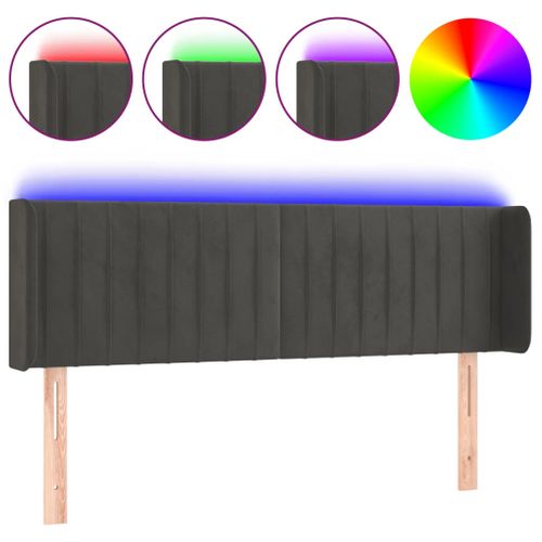 Tête De Lit à LED Gris Foncé 147x16x78/88 Cm Velours