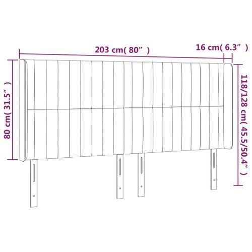 Tête De Lit à LED Noir 203x16x118/128 Cm Velours