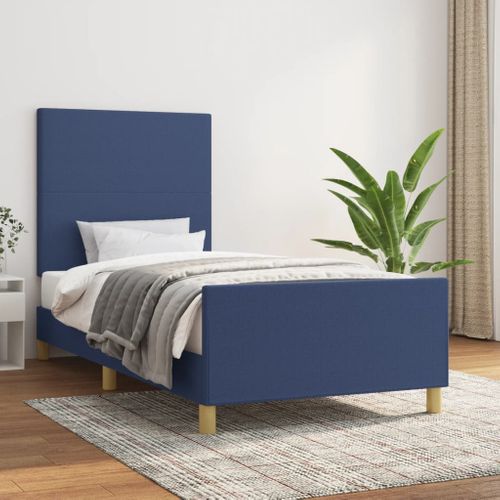 Cadre De Lit Sans Matelas Bleu 100x200 Cm Tissu