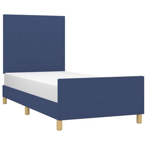 Cadre De Lit Sans Matelas Bleu 100x200 Cm Tissu