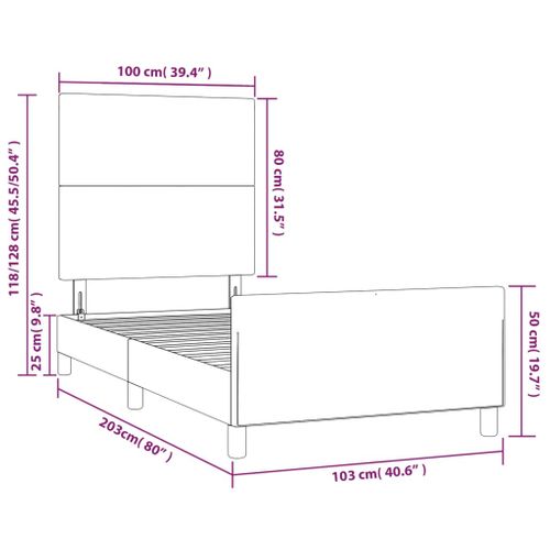 Cadre De Lit Sans Matelas Bleu 100x200 Cm Tissu