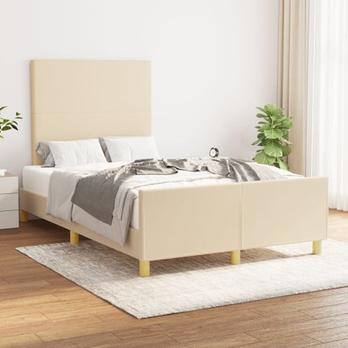 Cadre De Lit Sans Matelas Crème 120x200 Cm Tissu