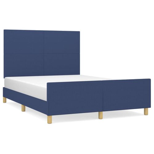 Cadre De Lit Sans Matelas Bleu 140x190 Cm Tissu