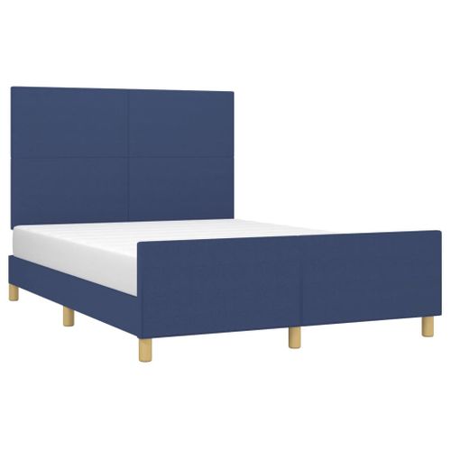 Cadre De Lit Sans Matelas Bleu 140x200 Cm Tissu