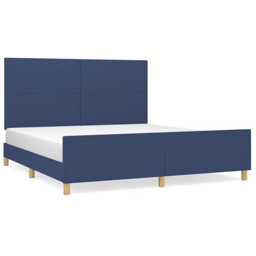 Cadre De Lit Sans Matelas Bleu 160x200 Cm Tissu