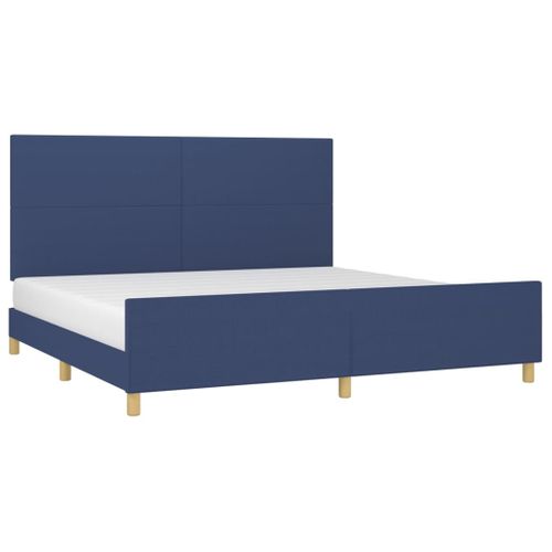 Cadre De Lit Sans Matelas Bleu 200x200 Cm Tissu