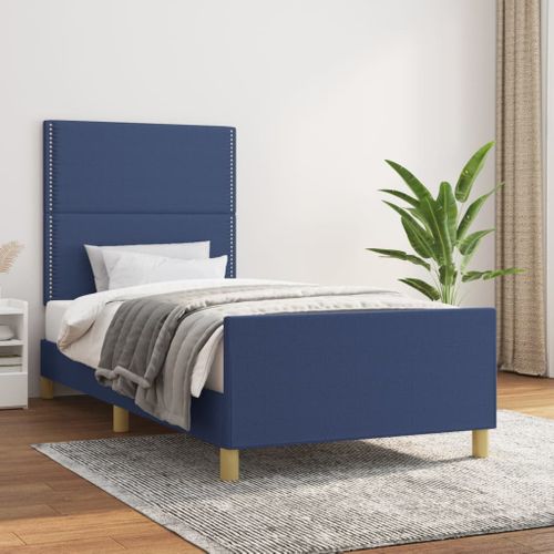 Cadre De Lit Sans Matelas Bleu 100x200 Cm Tissu