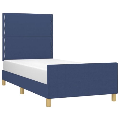 Cadre De Lit Sans Matelas Bleu 100x200 Cm Tissu