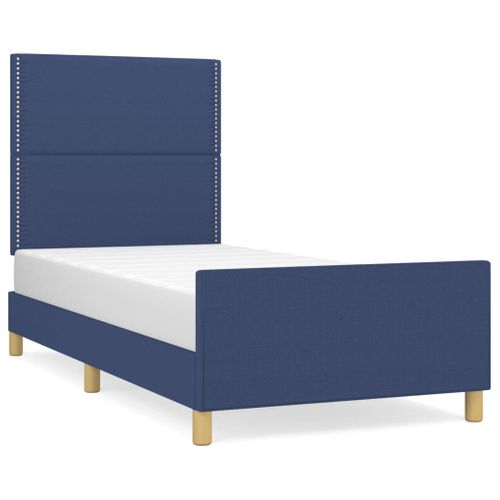 Cadre De Lit Sans Matelas Bleu 100x200 Cm Tissu