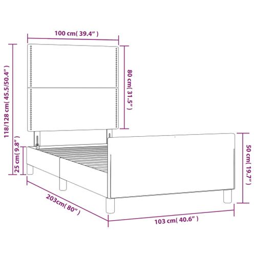 Cadre De Lit Sans Matelas Bleu 100x200 Cm Tissu