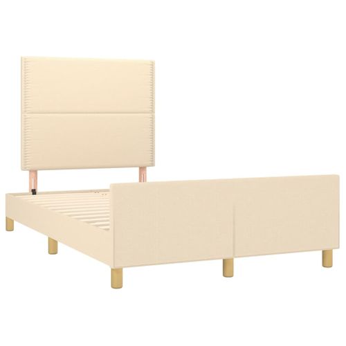 Cadre De Lit Sans Matelas Crème 120x200 Cm Tissu