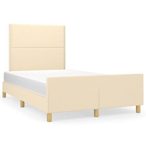 Cadre De Lit Sans Matelas Crème 120x200 Cm Tissu