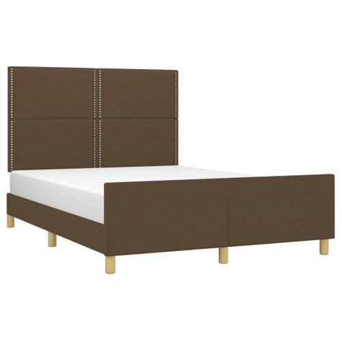 Cadre De Lit Sans Matelas Marron Foncé 140x190 Cm Tissu