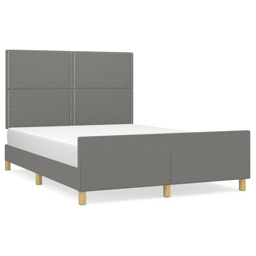 Cadre De Lit Sans Matelas Gris Foncé 140x200 Cm Tissu