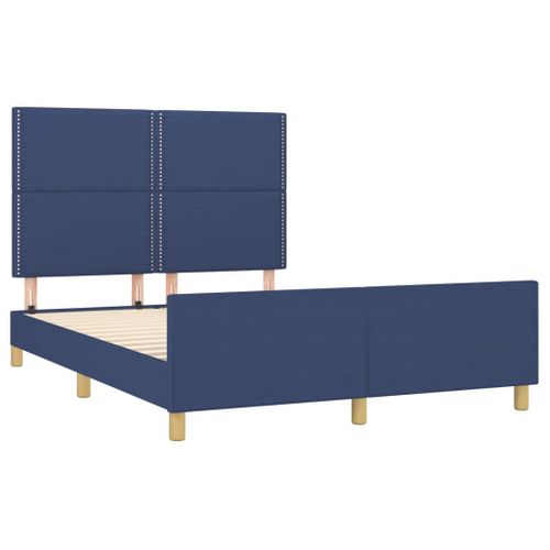 Cadre De Lit Sans Matelas Bleu 140x200 Cm Tissu