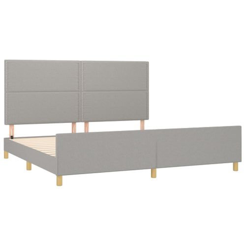 Cadre De Lit Sans Matelas Gris Clair 200x200 Cm Tissu