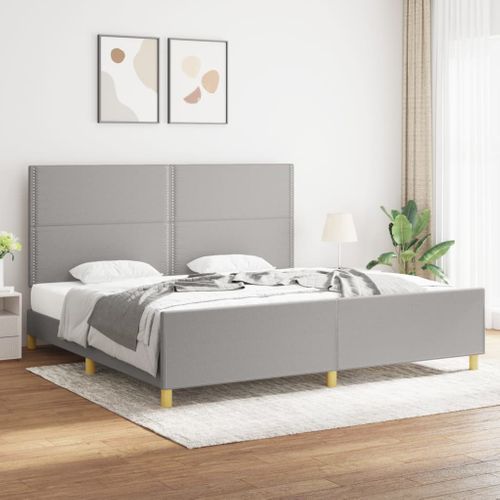 Cadre De Lit Sans Matelas Gris Clair 200x200 Cm Tissu