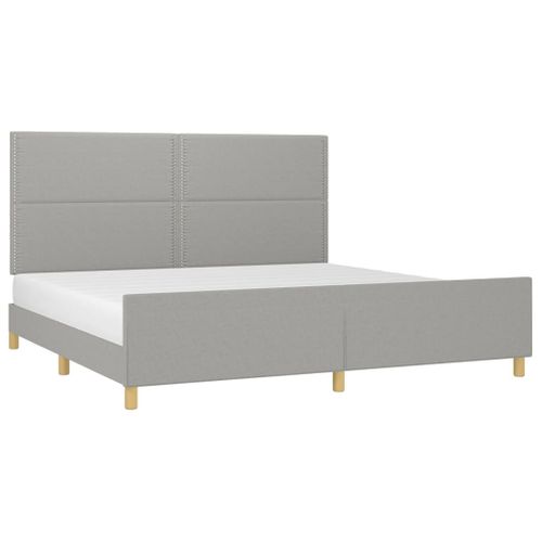 Cadre De Lit Sans Matelas Gris Clair 200x200 Cm Tissu