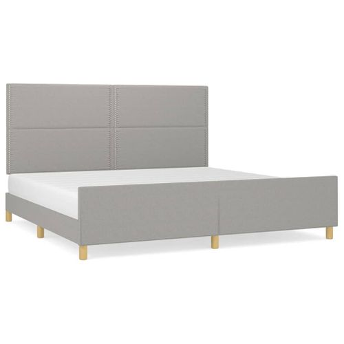 Cadre De Lit Sans Matelas Gris Clair 200x200 Cm Tissu