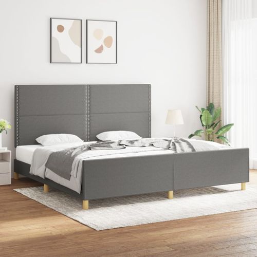 Cadre De Lit Sans Matelas Gris Foncé 200x200 Cm Tissu