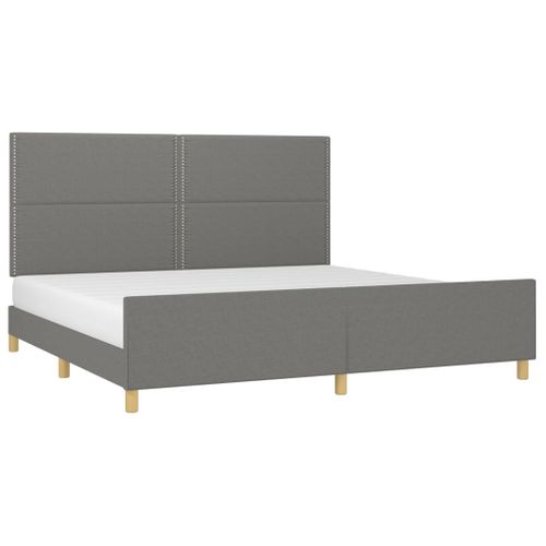 Cadre De Lit Sans Matelas Gris Foncé 200x200 Cm Tissu