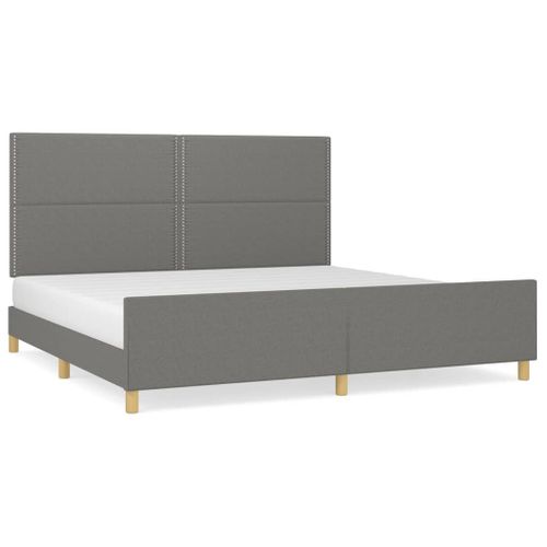 Cadre De Lit Sans Matelas Gris Foncé 200x200 Cm Tissu