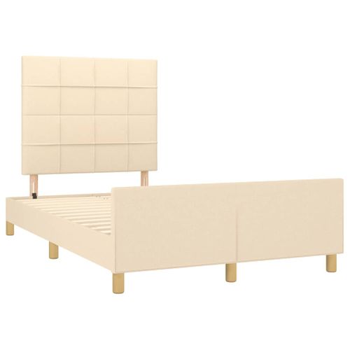 Cadre De Lit Sans Matelas Crème 120x200 Cm Tissu