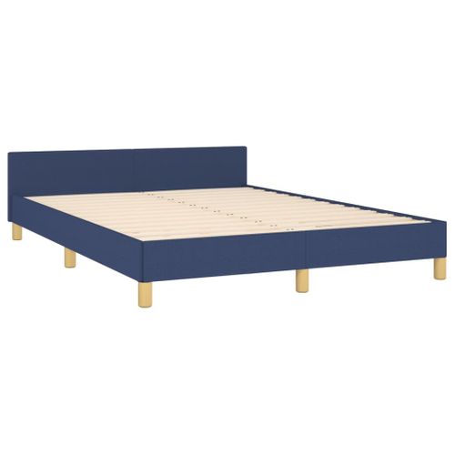 Cadre De Lit Sans Matelas Bleu 140x190 Cm Tissu
