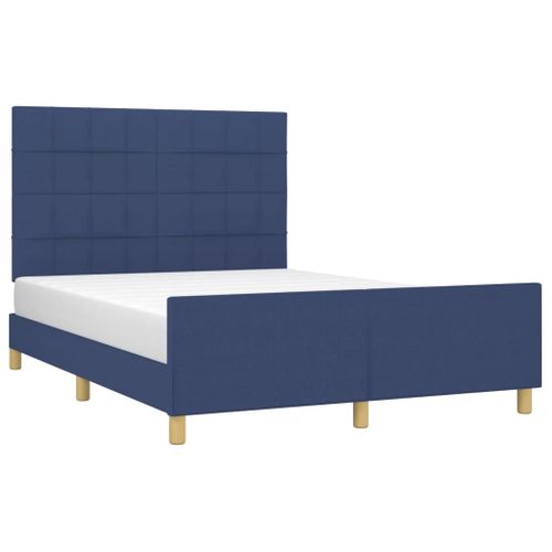 Cadre De Lit Sans Matelas Bleu 140x200 Cm Tissu