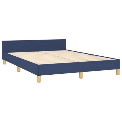 Cadre De Lit Sans Matelas Bleu 140x200 Cm Tissu